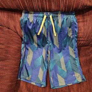Athletic Works Boys Geometric Blue and Yellow Shorts
